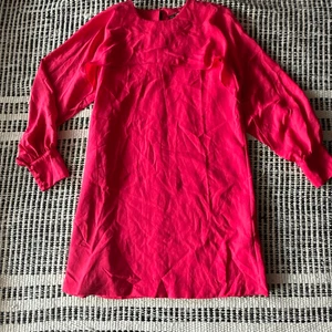 Vestido Zara Basics Talla Mediana Rosa Caliente Manga Larga - Imagen 1 de 6