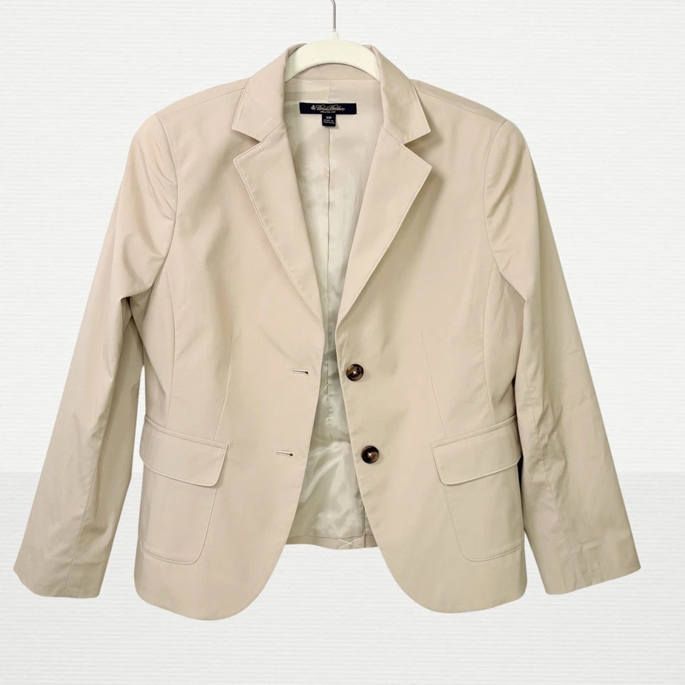 Blazer Brooks Brothers Mujer 10P Algodón Pecho Único Ajuste Milano Beige Oficina Foto 1 de 4