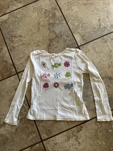 Crazy 8 Candy Shoppe EUC Girls Long Sleeve White Top Shirt XL 14 - Picture 1 of 4