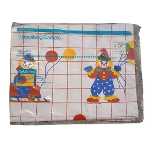 "Juego de 2 mantas de recepción infantil divertidas payasos globos 30"x40"" de colección"  - Imagen 1 de 4