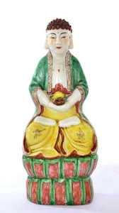 1930's Chinese Famille Rose Sancai Porcelain Seated Buddha Figure Figurine - Picture 1 of 8