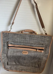 Fifth Avenue Tweed Garment Bag Hanging Overnight Brown Shoulder Strap Hangers - Picture 1 of 9