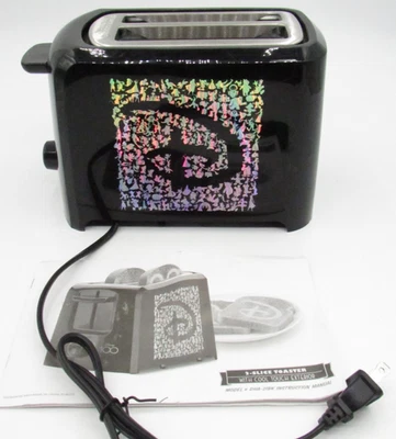 Disney 100 Años Tostadora Negra y Plata 2 Rebanadas Impresiones Cabeza de Mickey en Tostada Foto 1 de 4