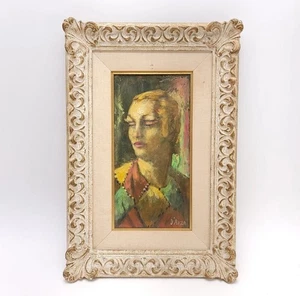 Oil Painting Jester Clown Artist D'Anza Victorian Frame Portrait Essence Love - Picture 1 of 9