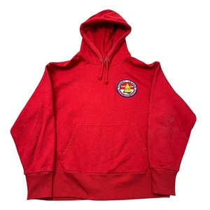 Tommy Hilfiger Hoodie Pullover Regular Y2K 00s Red Sweatshirt Mens Medium - Picture 1 of 7