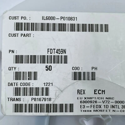 50 PCS - FDT459N ONSEMI MOSFET N-CH 30V 6.5A SOT223-4 - Image 1 of 2