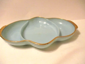 Fire King Anchor Hocking Turquoise 3 part Relish Plate - Picture 1 of 5
