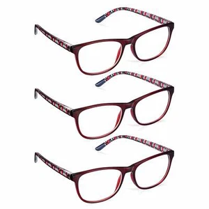 3 Pack Women's Reading Glasses Red Designer Style Glasses Ready to Wear Readers - Picture 1 of 49