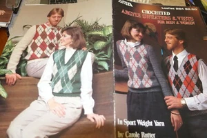Leisure Arts 284 Crocheted Argyle Sweaters & Vest Men & Women - Picture 1 of 1