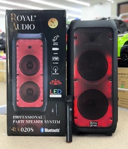 Royal Audio Dual 8" Wireless Rechargeable Bluetooth Speaker with Free Microphone - Picture 1 of 3