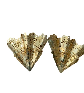 Vintage Ohrringe goldfarben Fächer 💥 - Bild 1 von 4