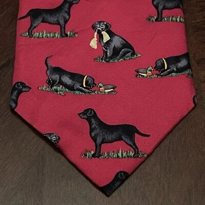 Vintage Alynn Black Labrador Retriever 100% Seda Feito Nos EUA - Imagem 1 de 4