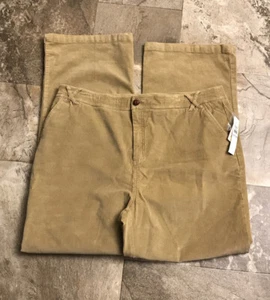 NWT Erika Sz 18 Corduroy Pants khaki Tan Pockets stretch straight wide leg 1622 - Picture 1 of 8