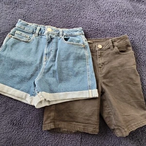 2 x George Ladies Denim Shorts | Size 10 | Blue/Black | Great Condition - Picture 1 of 12