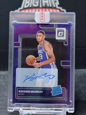 2022 23 PANINI OPTIC KEEGAN MURRAY PURPLE PRIZM AUTO ROOKIE CARD KINGS RC