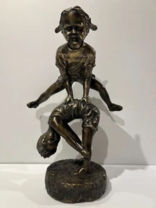 DAVID BROMLEY "Leapfrog (Girl)" Hand Signed, Cast Bronze Sculpture on Base - Picture 1 of 4