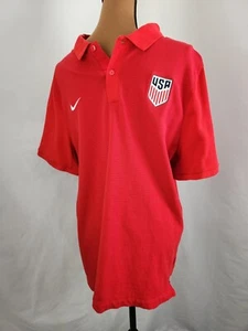 Nike USA Soccer Polo Shirt XXL XL Red Cotton Pique Olympics Ball America USMNT - Picture 1 of 13