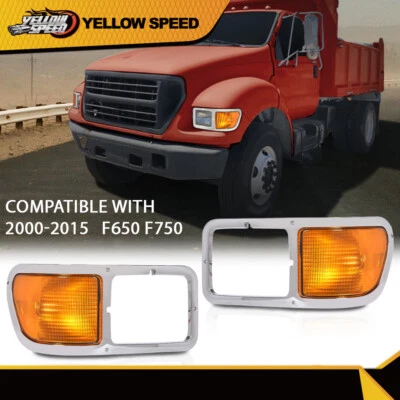 Pair Fit For Ford F650 F750 2000-2015 Right & Left Headlights Bezel Corner - Image 1 of 4