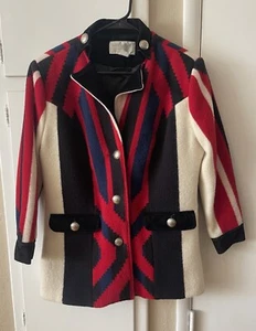 VINTAGE SOUTHWEST NATIVE AMERICAN SANTA FE WOOL COAT SM - Picture 1 of 9