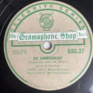 10" 78 RPM-Lorri Lail-Die Fruhen Graber/Die Sommernacht/GSC.27 - Picture 1 of 4