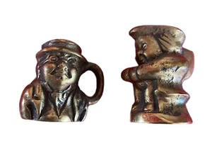 Brass Miniature Toby Jugs (2) Collectible Metal Face Made in England Vintage - Picture 1 of 6