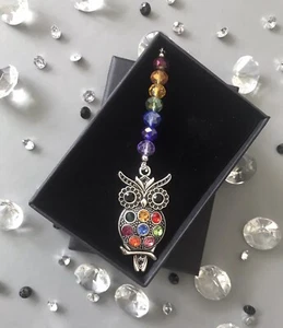 Gift Boxed Handmade Rainbow Maker Crystal sun catcher - Rhinestone Owl - Picture 1 of 6