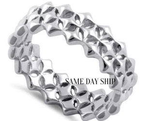 .925 Sterling Silver Eternity Ring Triple Band High Gloss USA Quality Plated - Picture 1 of 3