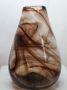 Vaso vintage MCM Art vetro fumè/noce vortice | metà secolo vetro soffiato a mano - Foto 1 di 9
