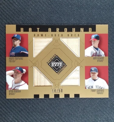 2002 Upper Deck Diamond Connection Clemens Maddux Martinez Glavine Bat Relic /50 - Image 1 of 2