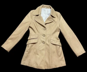Giacca cappotto tulle misto lana bottoni intaglio colletto foderato pea grande donna marrone - Foto 1 di 7