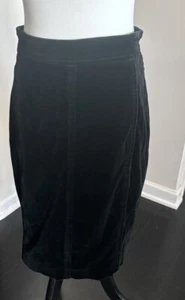 Vintage Yves Saint Laurent Rive Gauche Black Velvet Skirt in Size Fr 42/ US 8 - Picture 1 of 6