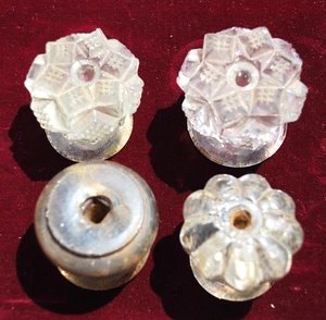 4 Stck. Antik Sheraton Federal Pressglas Sandwich 1830er Schubladenknopf Ziehen Posten - Bild 1 von 13