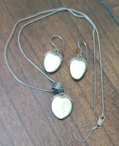 925 Sterling Silver Carved Face Goddess ~1.5" 22" Necklace Earrings Set Bali - Picture 1 of 10