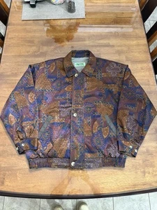 VTG 90s Quilted Paisley Zip Up Jacket Fits XL Hip Hop East Men - Picture 1 of 11
