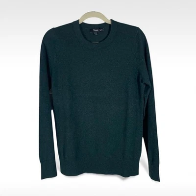 Suéter feminino Theory gola redonda 100% cashmere - Verde floresta, tamanho grande (L) - Imagem 1 de 4