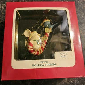 Carlton Heirloom Christmas Holiday Friends 1989 Vtg Ornament Mouse Bird Mail  - Picture 1 of 4