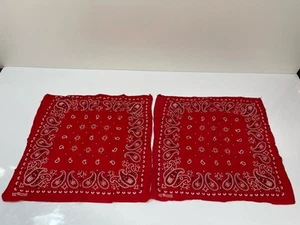2 Vintage Bandana FAST COLOR 100% Cotton Elephant Trunk Up Red USA - Picture 1 of 5