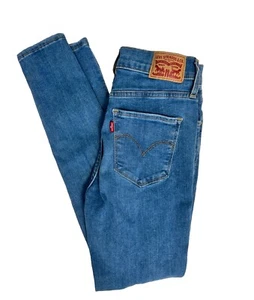 Levi's 720 High Rise Super Skinny Jeans Sz 25 x 28 Stretch Distressed Med Wash - Picture 1 of 12