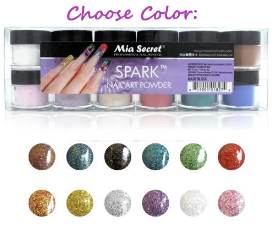 Polvo para arte en uñas Mia Secret 12 colores - CHISPA 0,25 oz - ELIGE EL COLOR: Foto 1 de 1