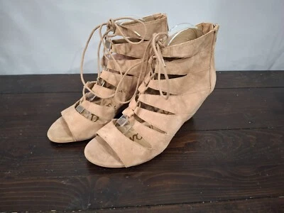 Sam Edelman Camel Santina 麂皮角斗士楔形凉鞋/二手,尺寸 10M — 第 1/4 张图片