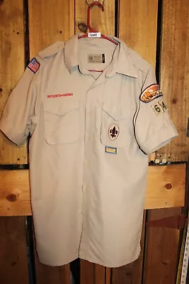 Boy Scouts of America BSA Men's Adult Shirt Small Tan Vented Poly Microfiber - Image 1 of 4