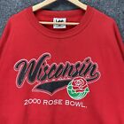Sweat-shirt vintage de l'Université du Wisconsin homme XL rouge spell out rose bol football