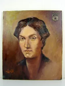 HST Ecole Flamande XX° PORTRAIT JEUNE HOMME Blason Signée Gustave Von Der Loo - Foto 1 di 11
