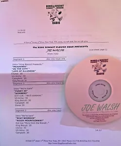 RADIO SHOW 11/20/00 KING BISCUIT FLOWER HOUR: JOE WALSH w/9 LIVE TUNES - Picture 1 of 3