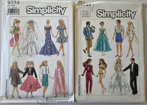 Simplicity Sewing Patterns Barbie Ken Doll Clothes Lot of 2 UNCUT 1980s - Picture 1 of 6