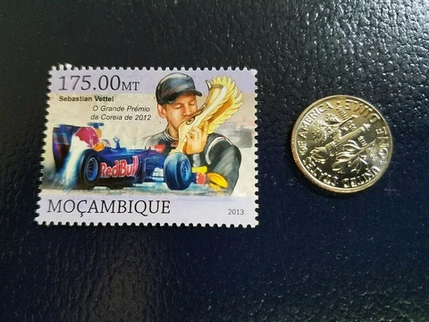 Sebastian Vettel Formula 1 Race Car Driver 2013 Mocambique Perforated Stamp Cover
