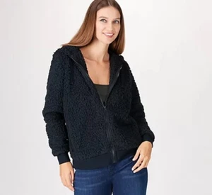 Yellowstone x BumbleBella by Jill Martin Sherpa Zip-Up Hoodie BlacK S A522393 - Picture 1 of 6