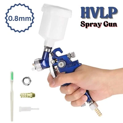 Gravity Feed Mini Air Spray Gun Blue 0.8mm Nozzle Low Pressure 100ML Cup - image 1 of 4