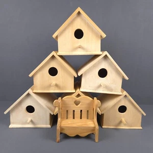 Wood Bird Houses Natural Cedar Post Glued One Bench Not Stained or Painted New - Picture 1 of 17