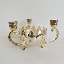 Vintage Silver Plated Lotus Candelabra Bowl Centerpiece Candle Holder